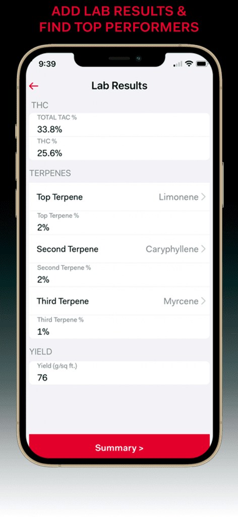 A screenshot of the PhenoHunter app, showing how to add lab results & find top performers in app.